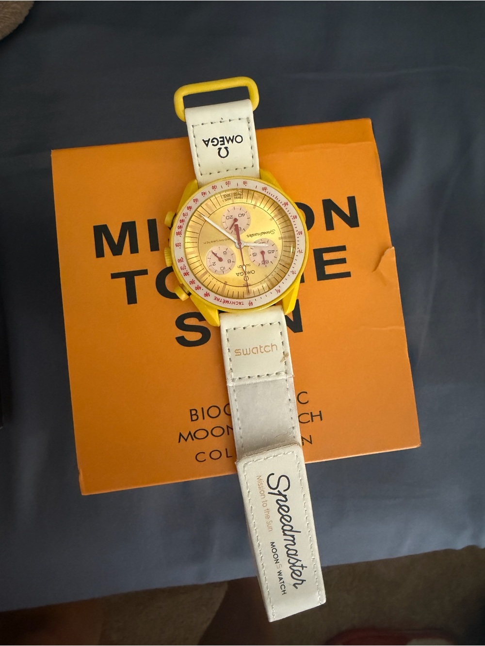 Swatch Yellow and White Chronograph Watch